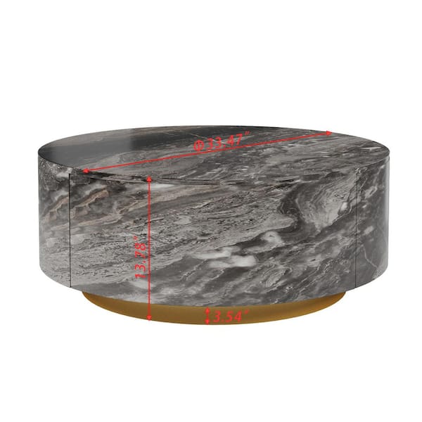 Magic Home 33 in. Modern Brown Round Wood Round Coffee Table Center Table with 2-Drawers for Living Room, Fully Assembled MH-CT-007C