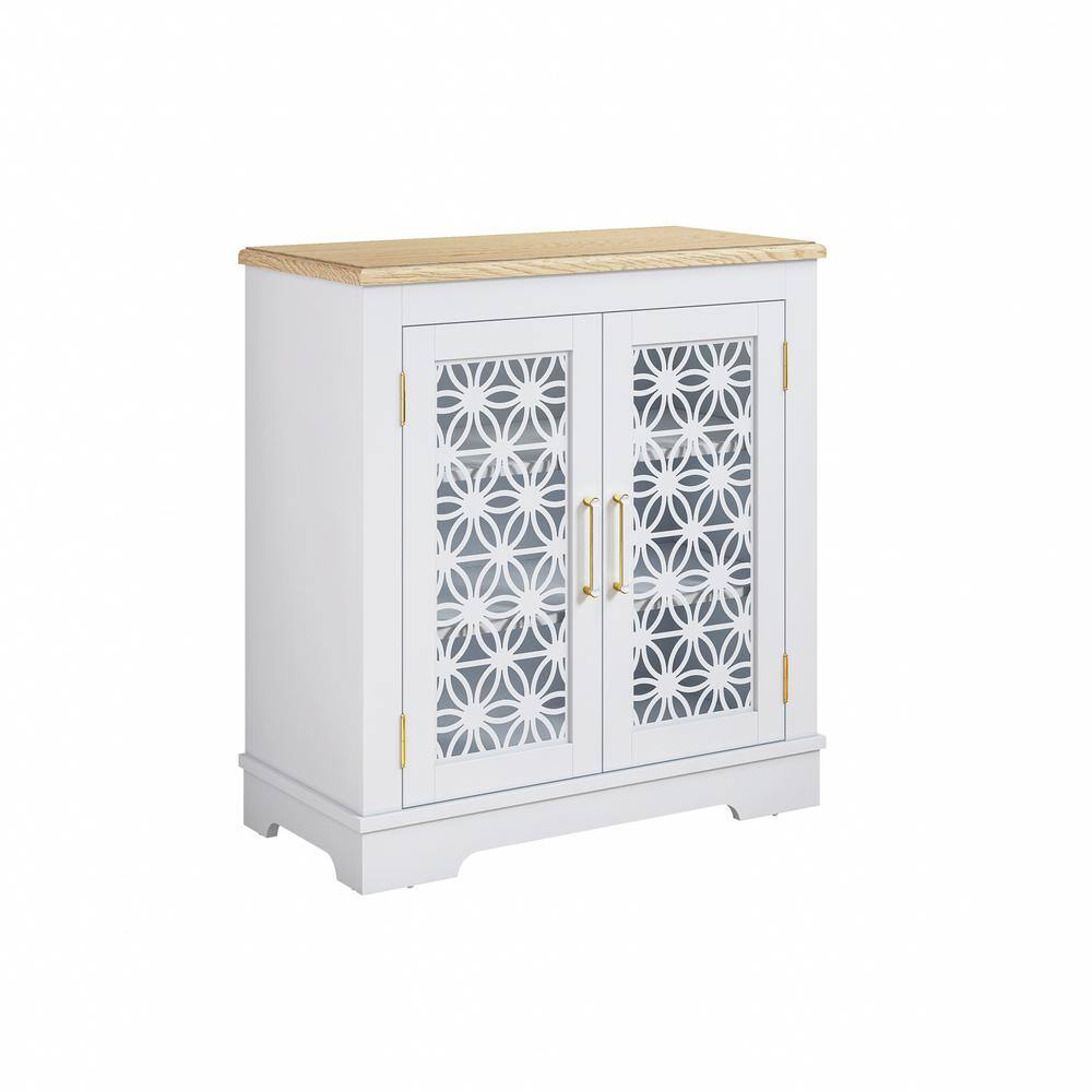 Rustic Grayish-White 30" Storage Sideboard with Sliding Barn Doors