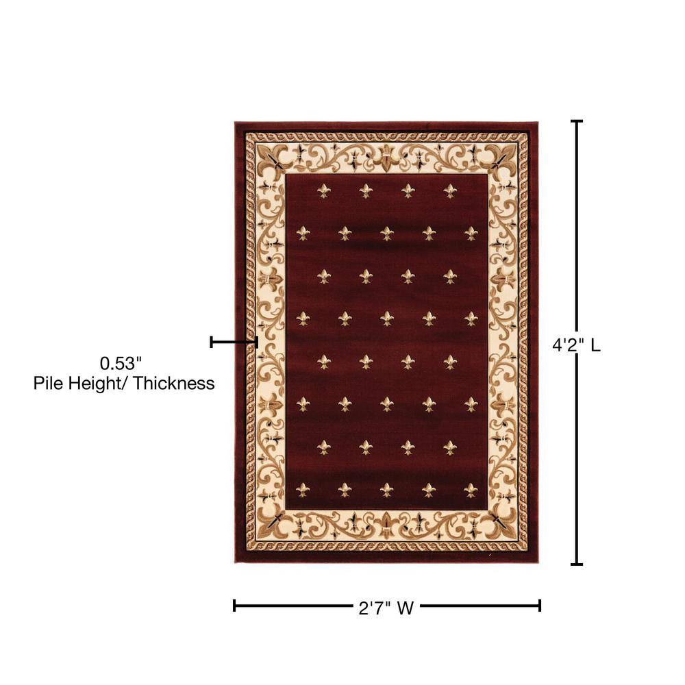 Bristol Elegance Burgundy Synthetic 3' x 4' Tufted Area Rug