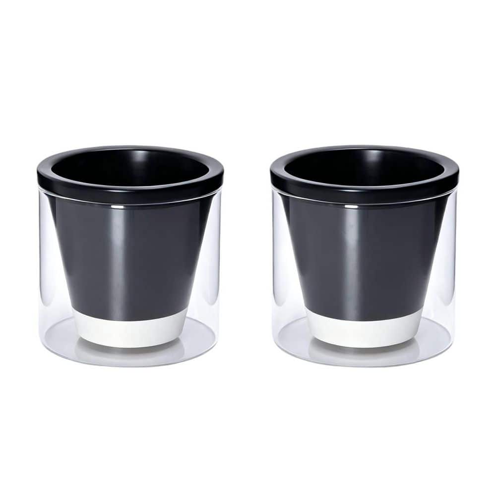 2-Pack 4 in. Design Self Watering Pot for Indoor Plants, Terracotta Planter with Cylinder Glass Cup, Black price history on PriceWatchPro