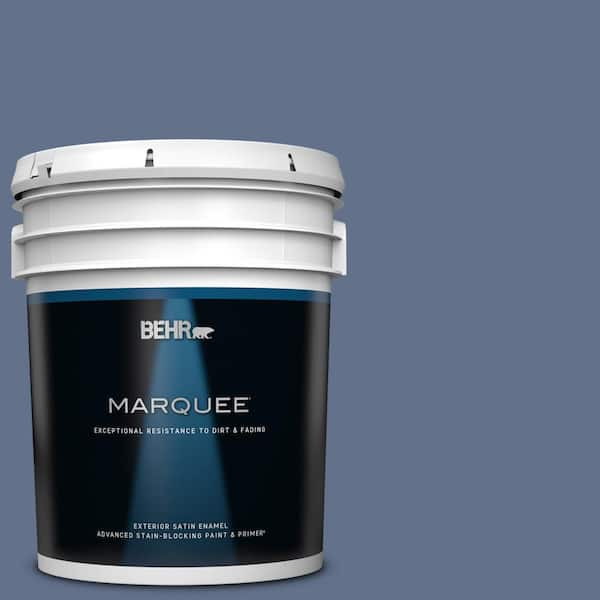 BEHR MARQUEE 5 gal. #600F-6 Atlantic Blue Satin Enamel Exterior Paint & Primer