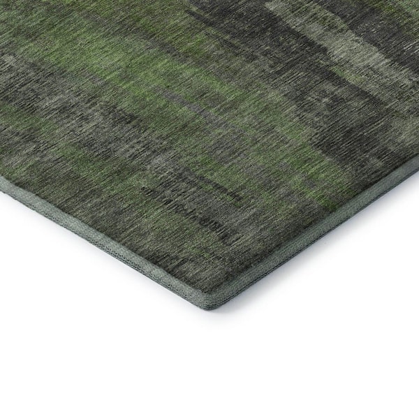 Mayfield Premium Machine Washable Abstract AMF1648 Olive 8 ft. x 10 ft. Area Rug