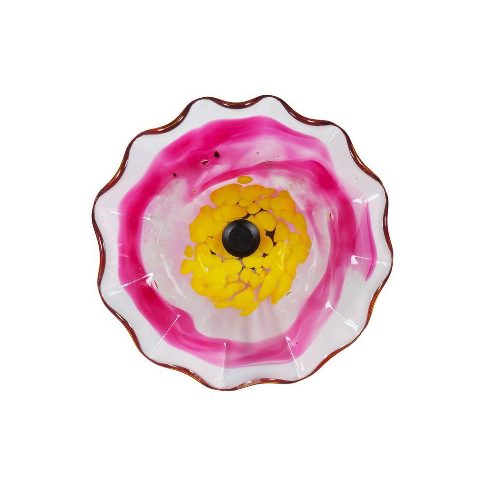 Dale Tiffany Fiore Bloom Pink 9 in. Diameter Hand Blown Flower Art ...