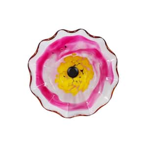 Fiore Bloom Pink 9 in. Diameter Hand Blown Flower Art Glass Wall Decor