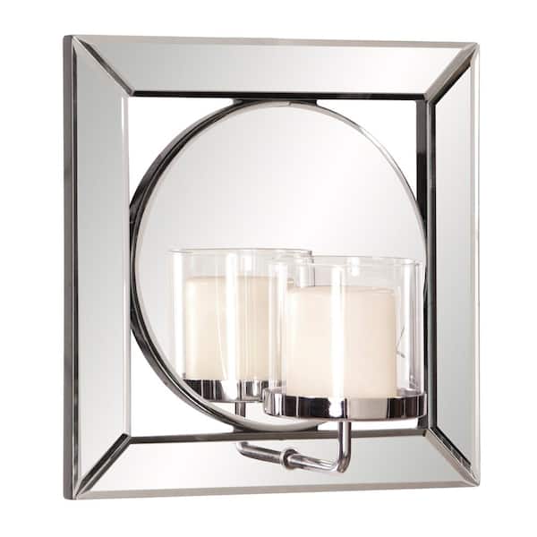Marley Forrest Lula Square Mirror With, Mirrored Candle Holder