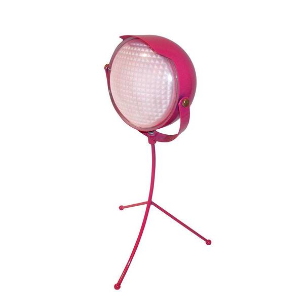 LimeLights 14.17 in. Tripod Hard Hat Pink Martian Desk Lamp with Frosted Glass Shade