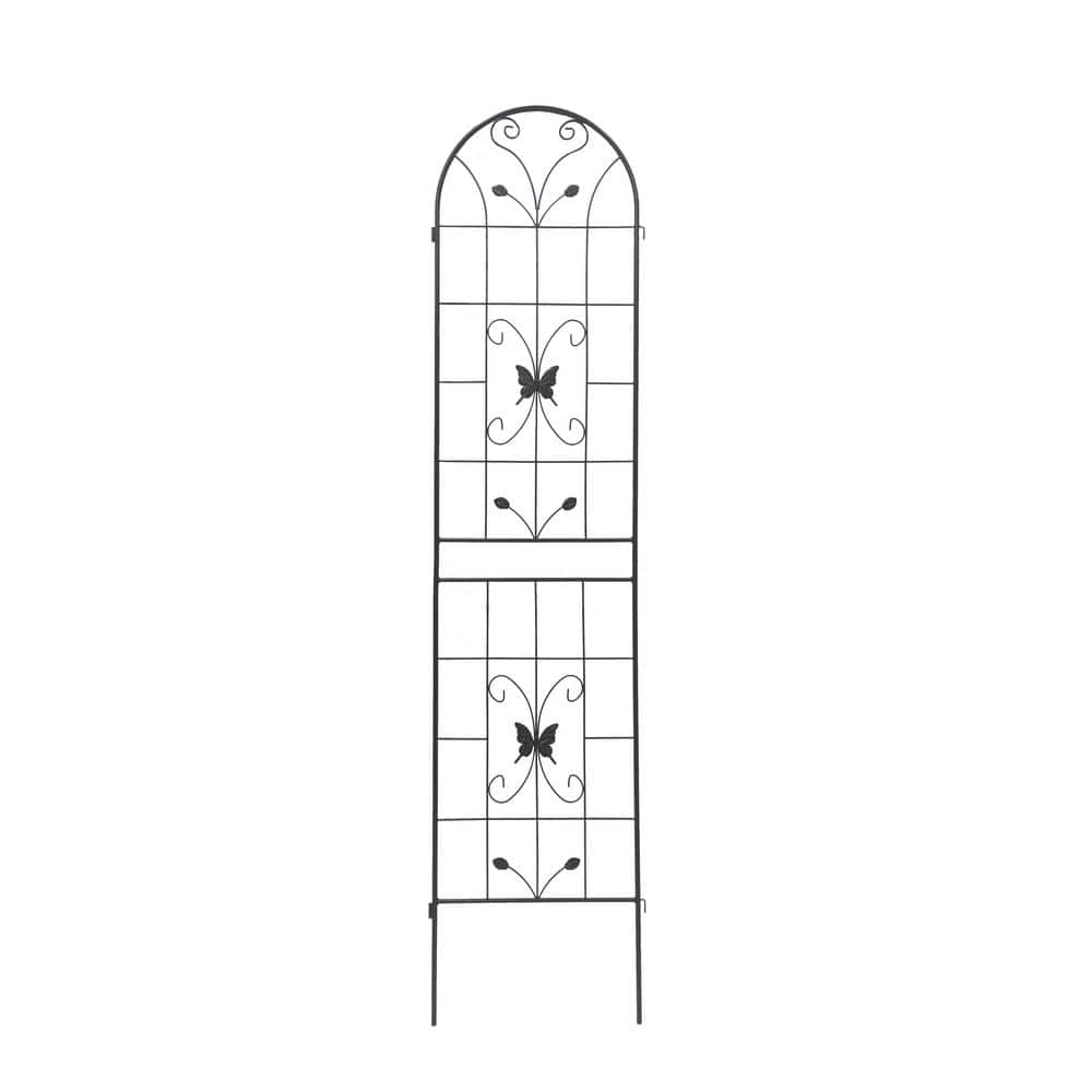 Cream White 87 in. Metal Garden Trellis, Rustproof Garden Fence for Climbin