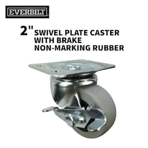 2 in. Gray Rubber Like TPR and Steel Swivel Plate Caster with Locking Brake and 90 lb. Load Rating