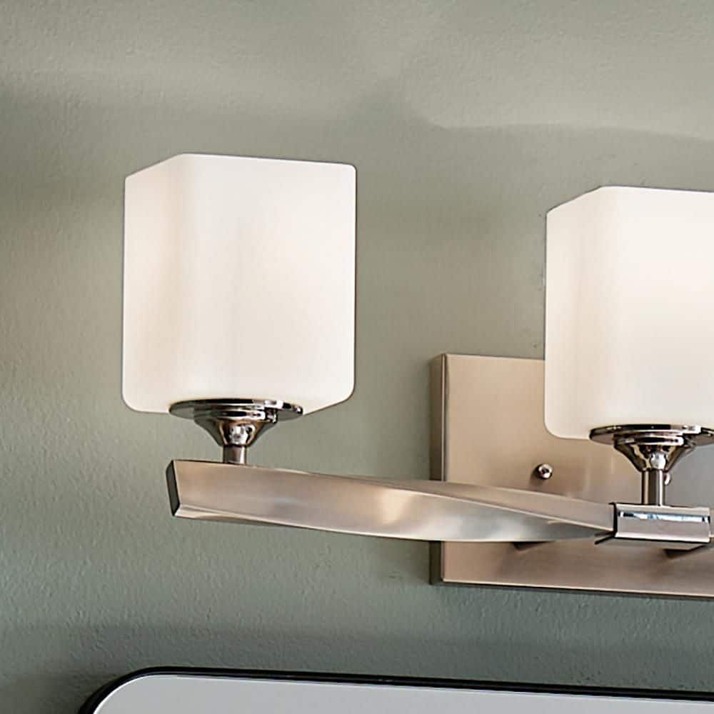 Champagne Finish 3-Light Vanity with Satin Etched Glass