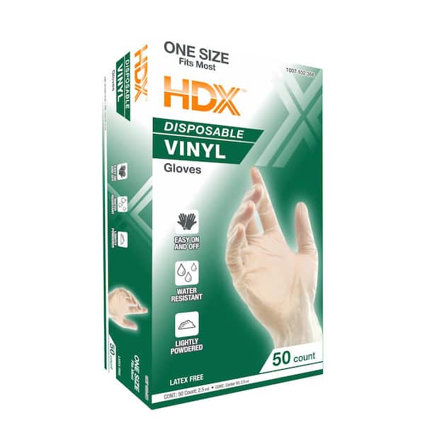 Clear 2.5 mil One Size Fits Most Disposable Vinyl Gloves (50-Count)