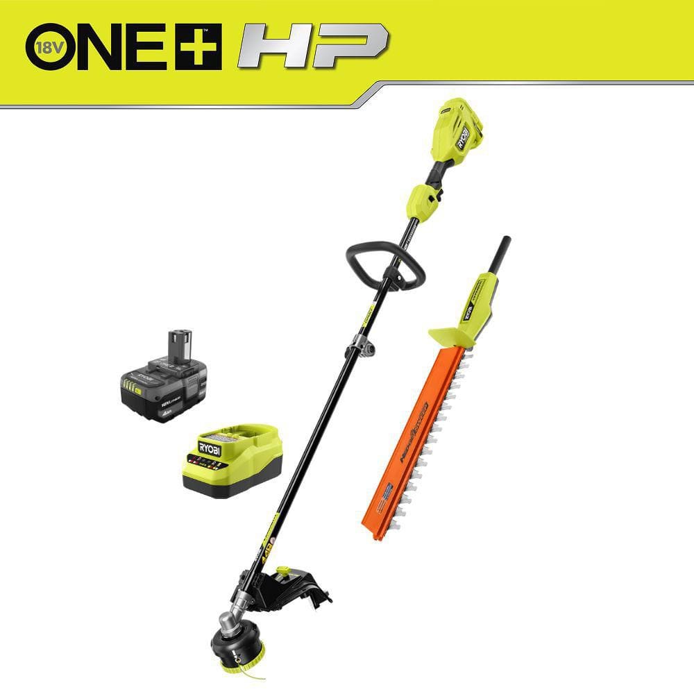 "ONE+ HP 18V Brushless 15 in. Attachment Capable String Trimmer w/ 18"" Hedge Trimmer Attachment, 4.0 Ah Battery & Charger" price history on PriceWatchPro