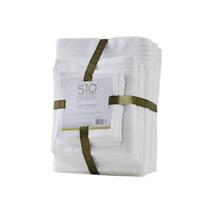 Big Bundle 12-Piece White 100% Cotton Bath Towel Set