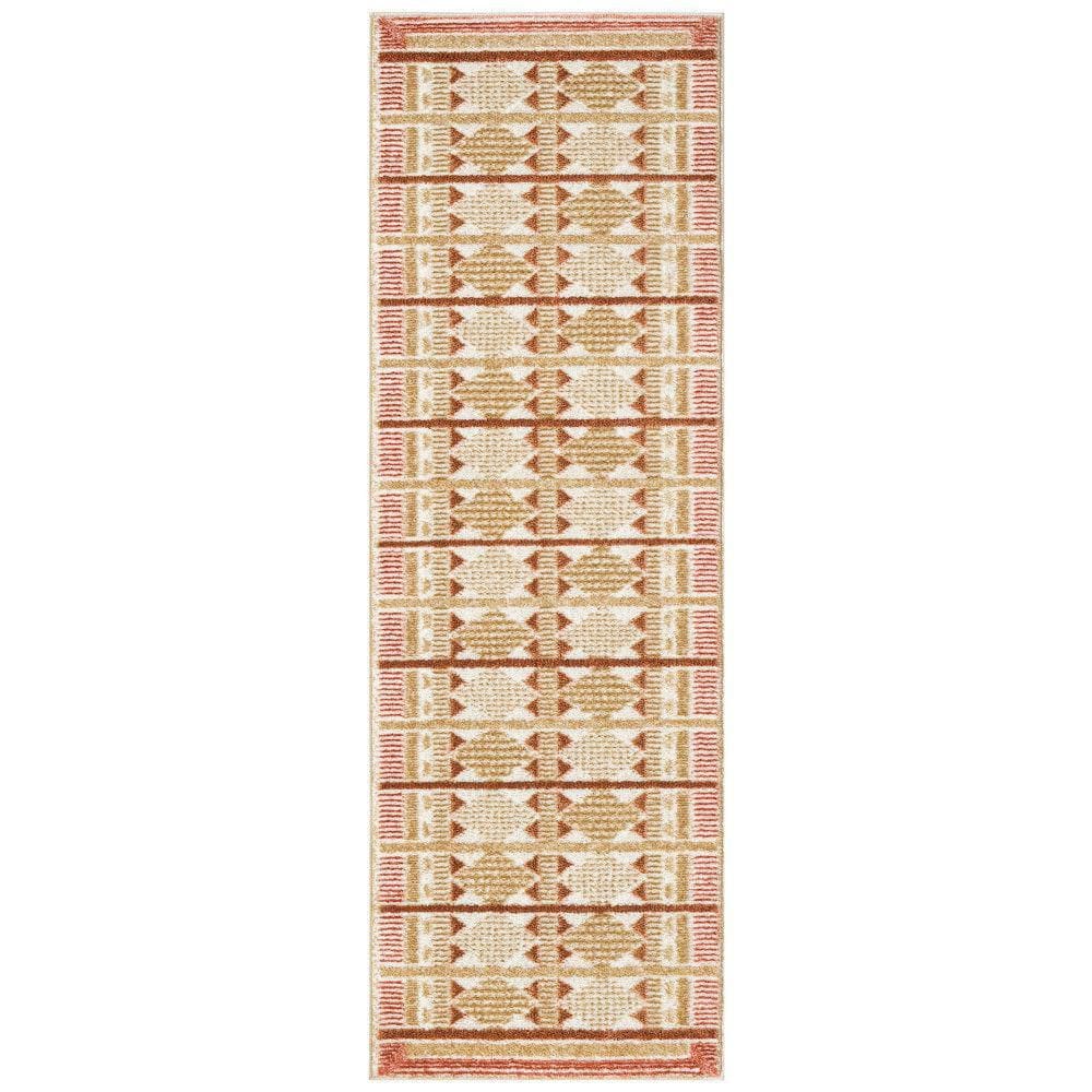 Nourison Nordic Rust 2 ft. x 6 ft. Geometric Contemporary Runner Area ...