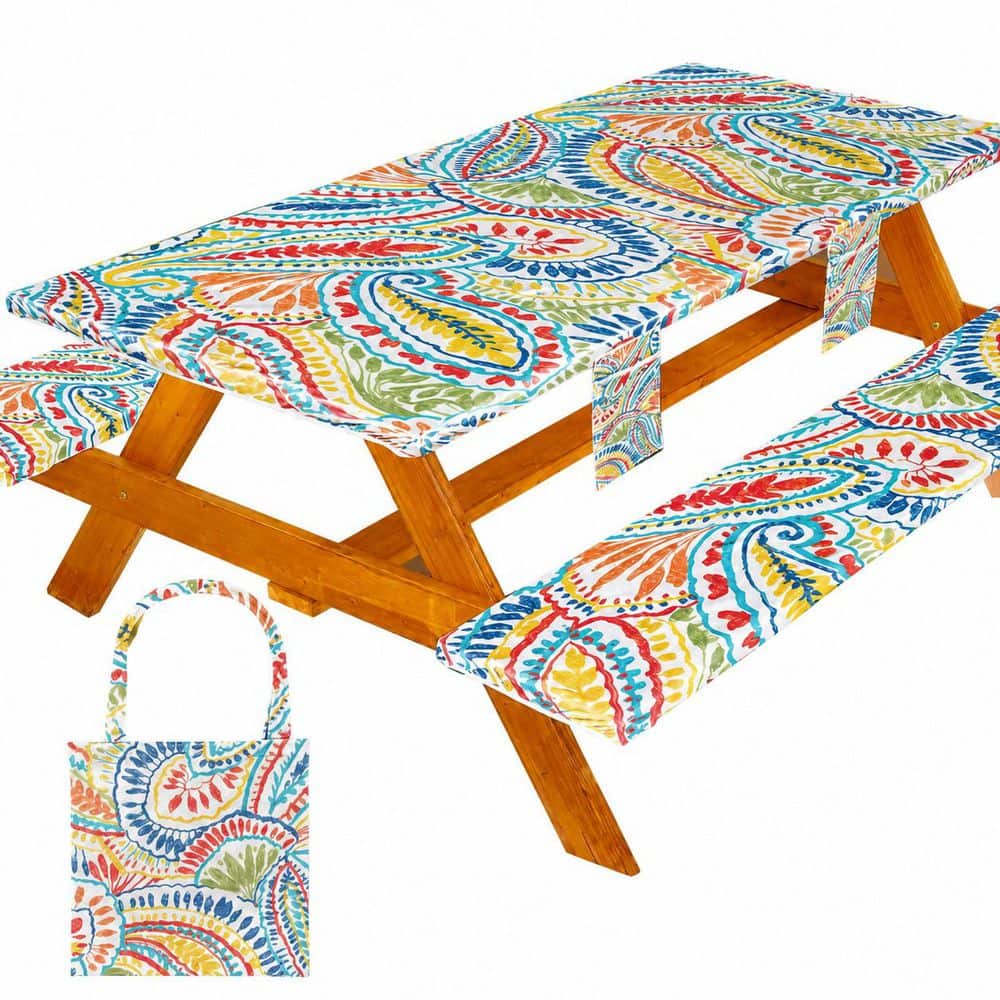 Picnic Table Cover Series 30 in. x 72 in. Rectangle Tablecloth Outdoor Waterproof Elastic Edge 3 pcs Set price history on PriceWatchPro