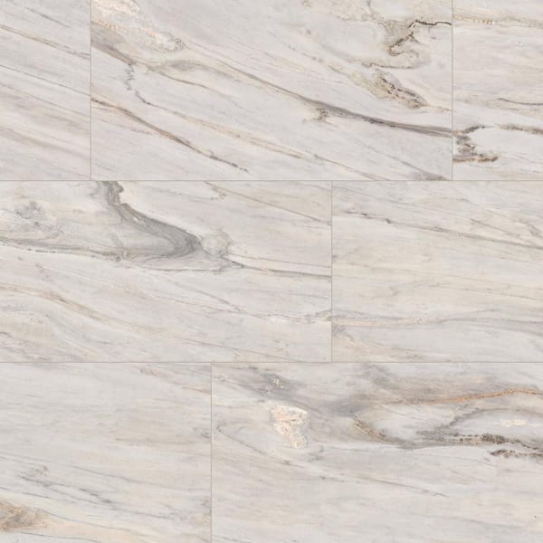 Fenbrook Regal White 12 in. x 24 in. Polished Porcelain Marble Look Floor and Wall Tile (15.5 sq.ft./case)