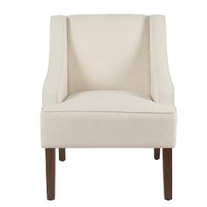 Linen-look Soft Cream Classic Swoop Arm Accent Chair