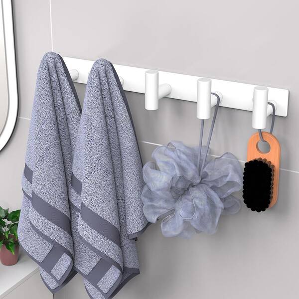 Angel Sar White 5-Hook Hat and Coat Wall Mount Rack for Robes Bags Keys ...