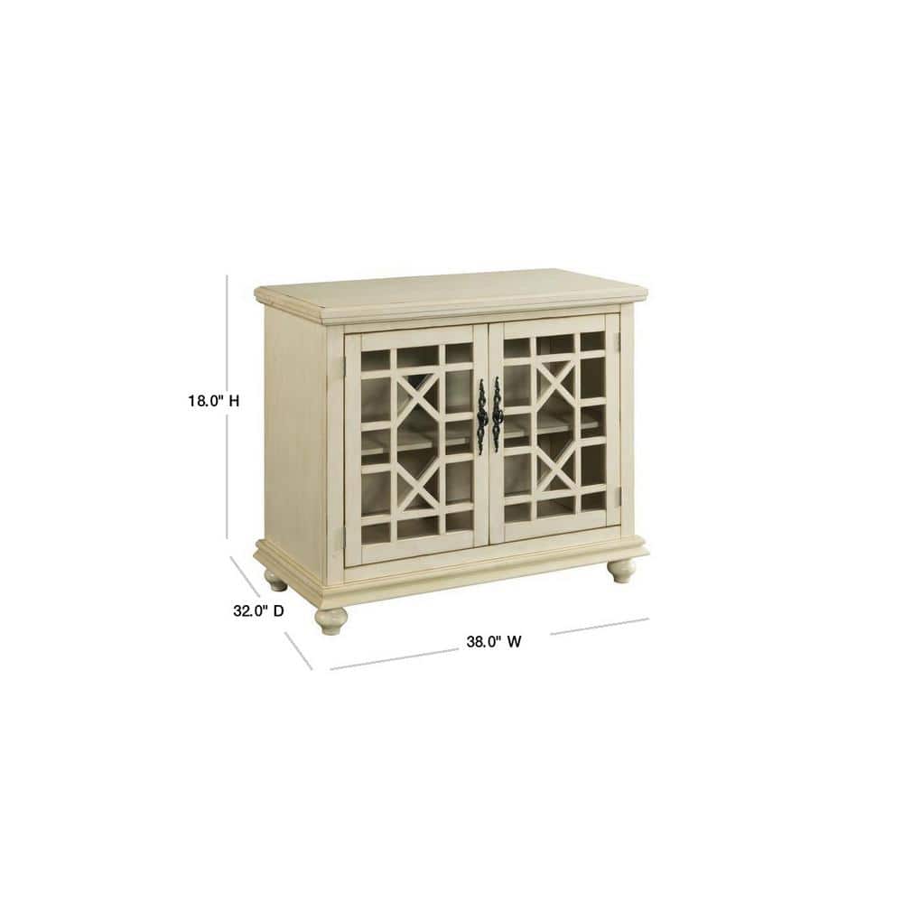 Antique White Traditional Small Spaces TV Stand with Cabinet