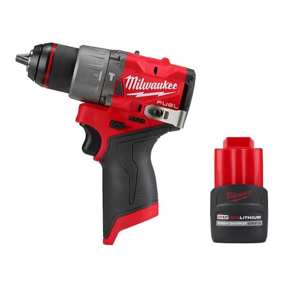 Milwaukee M12 FUEL 12V Lithium-Ion Brushless Cordless 1/2 in. Hammer Drill w/  High Output 2.5Ah Battery 3404-20-48-11-2425 The Home Depot