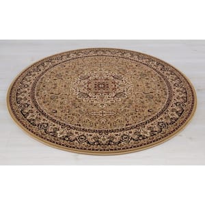 Persian Classics Isfahan Gold 5 ft. Round Area Rug