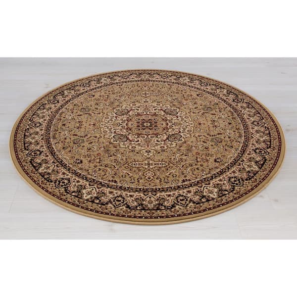 Persian Classics Isfahan Gold 8 ft. Round Area Rug