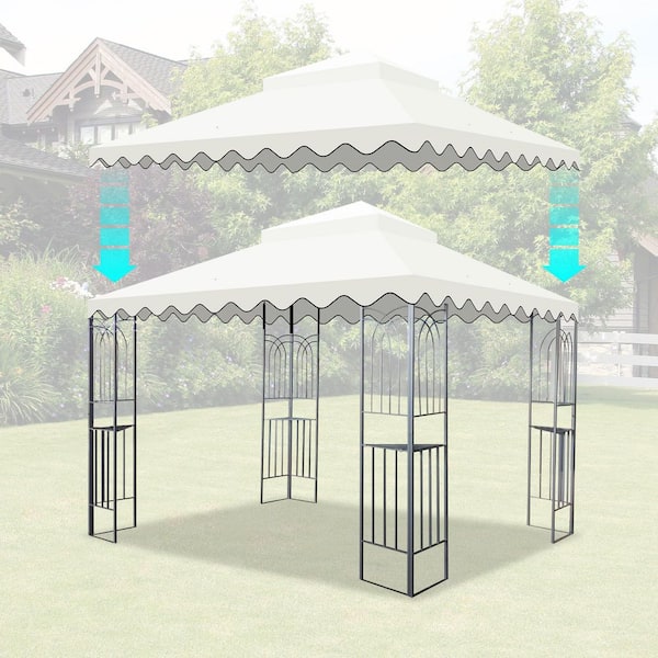 Beige 10 x 10 ft. Outdoor Patio Gazebo Replacement Canopy