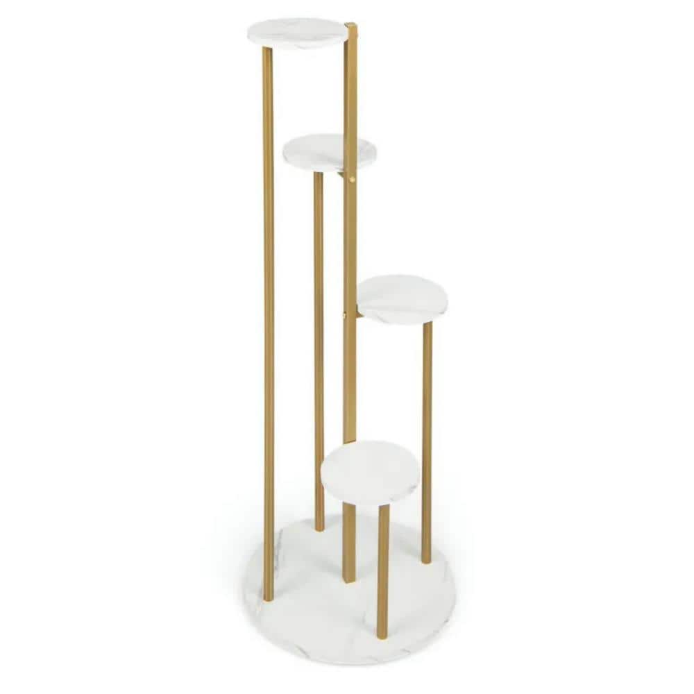 Outdoor 4-Tier 48.5 in. Metal White Plant Stand For Flower Plant.Kits and A