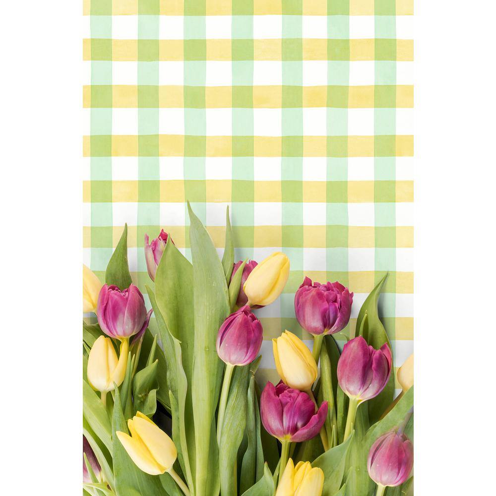 Lemon Lime Plaid Vinyl Peel and Stick Wallpaper Roll