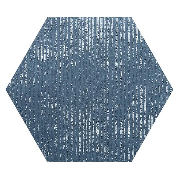 Zenith 9 in. x 11 in. Textured Indigo Blue Porcelain Hexagon Wall and Floor Tile (8.07 sq. ft./case)-16 Pack