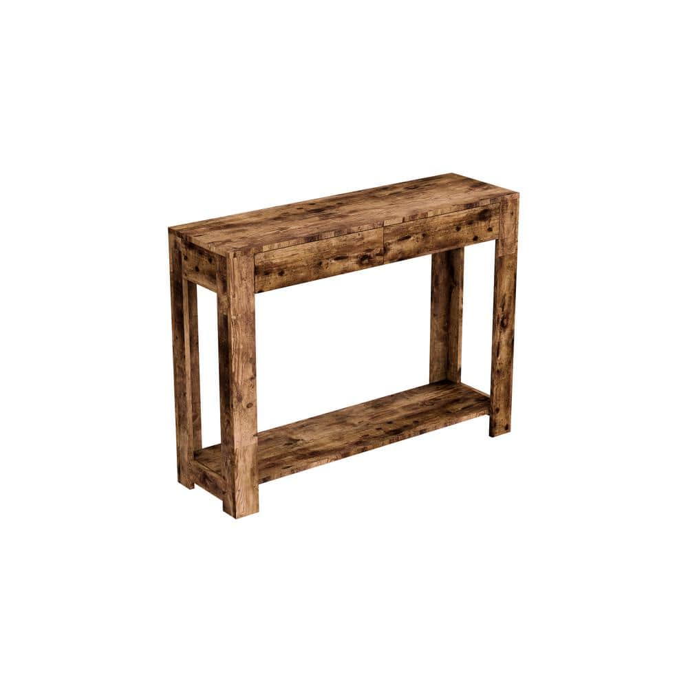 Safdie and Co. 40 in. Reclaimed Wood Rectangle Wood Console Table with-Draw