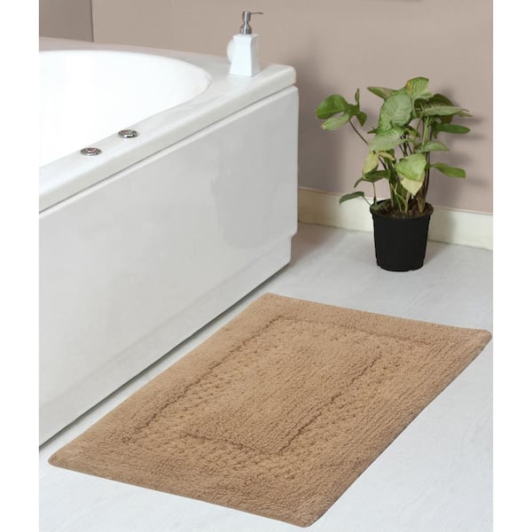 HOME WEAVERS INC Classy 100% Cotton Bath Rugs Set, 21 in. x34 in. Rectangle, Linen