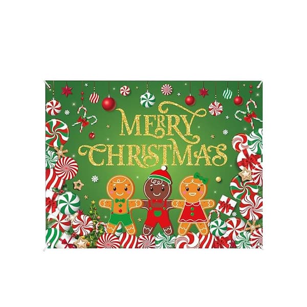 7.87 ft. L x 6.89 ft. H Gingerbread Man Christmas Scene Garage Door Decor Mural for Double Car Garage
