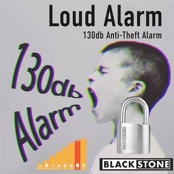130dB Anti-Theft Alarm Lock – Heavy Duty 10mm Hardened Steel, Weatherproof