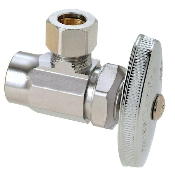 BrassCraft 1/2 in. Sweat Inlet x 3/8 in. Compression Outlet Chrome-Plated Multi-Turn Angle Valve