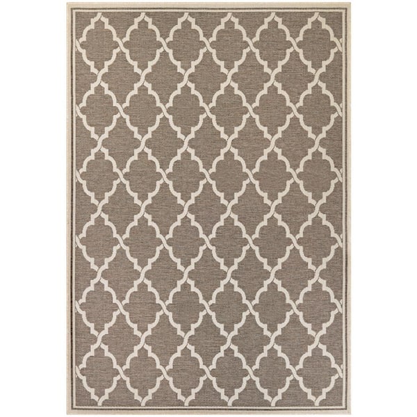 Monaco Ocean Port Taupe-Sand 4 ft. x 5 ft. Indoor/Outdoor Area Rug