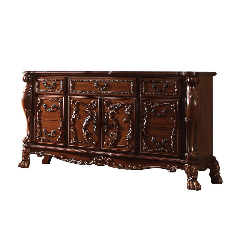 Cherry Oak 7-Drawer Dresser with Felt-Lined Drawers