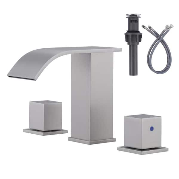 ARCORA Waterfall 8 in. Widespread Double Handle Bathroom Faucet in Brushed Nickel