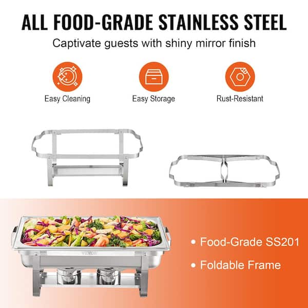 VEVOR 8 qt. Chafing Dish Buffet Set Stainless Chafer with 2 Full & 4 Half  Size Pans Rectangle Catering Warmer Server (2- Pack) ZFXKCLJ28QT120H4XV0 -  The Home Depot