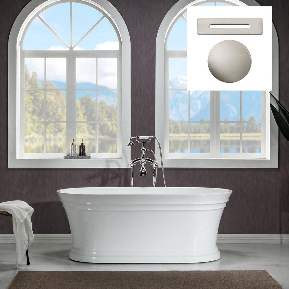 WOODBRIDGE Valence 59 In. Acrylic FlatBottom Double Ended Bathtub With ...