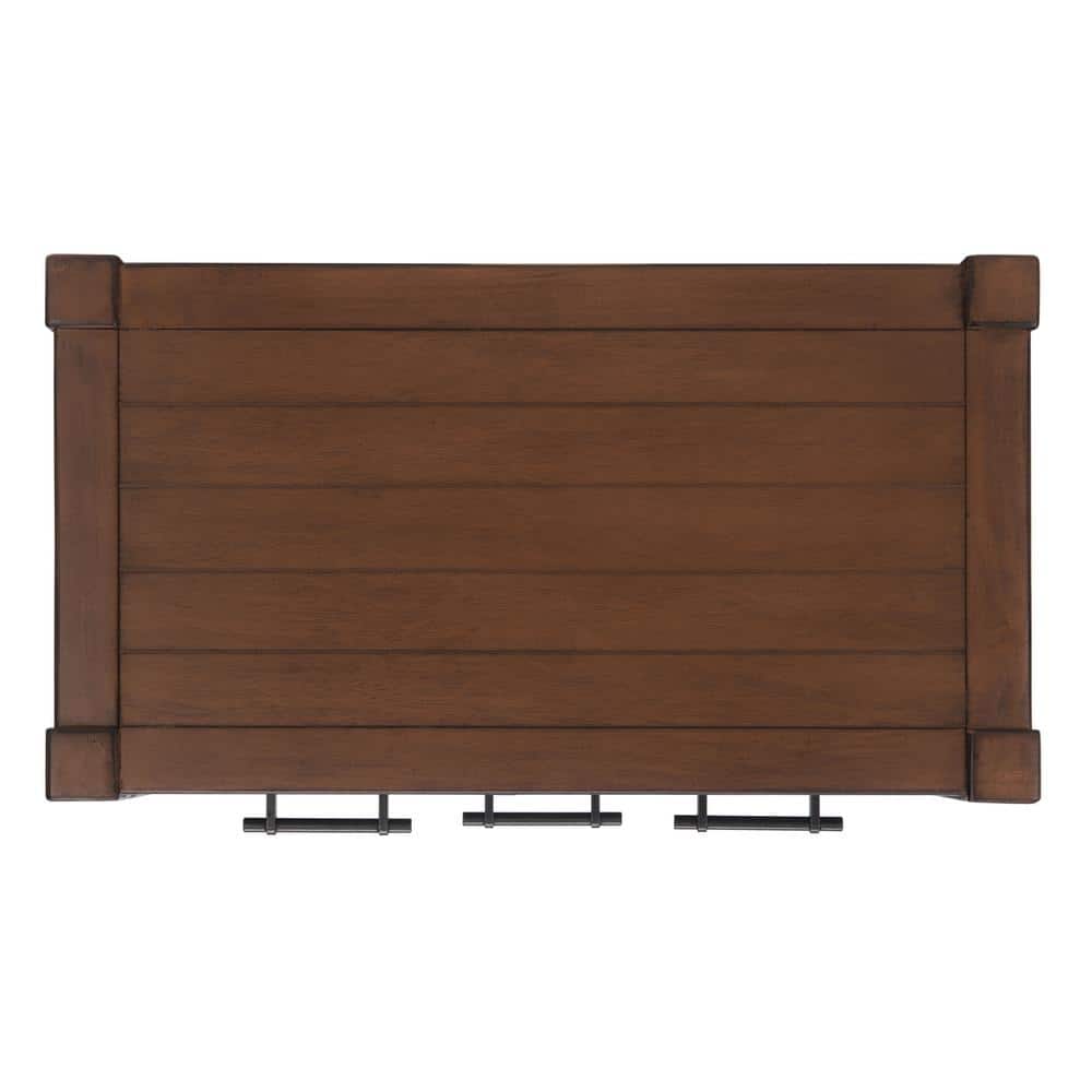 Brown Wood and Metal Console Table with Storage