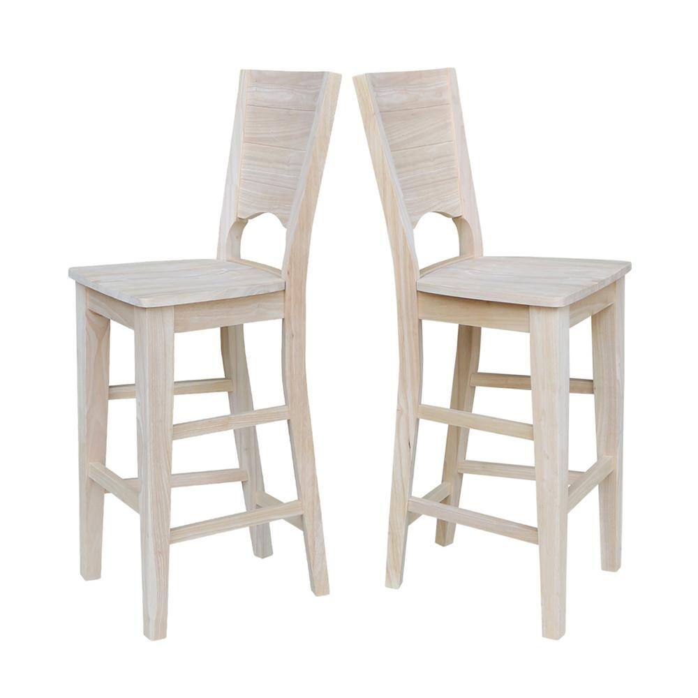 Rustic Farmhouse 30" Saddle-Style Solid Wood Barstool in Natural Brown
