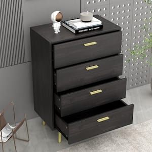 FUFU&GAGA 5-Drawer Black Wood Chest of Drawer Accent Storage