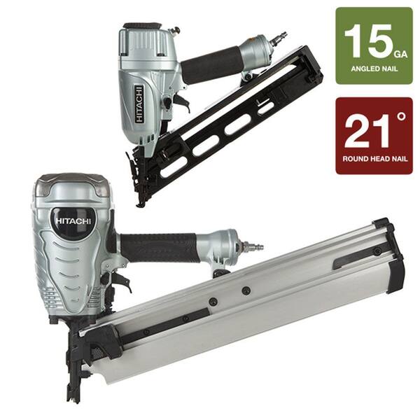 Hitachi 2-Piece 3-1/2 in. Plastic Collated Framing Nailer and 15-Gauge x 2-1/2 in. Angled Finish Nailer with Air Duster Kit