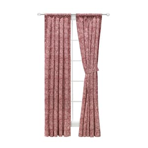 Segovia Red Cotton 100 in. W x 72 in. L Rod Pocket Room Darkening Curtain Panels with Ties