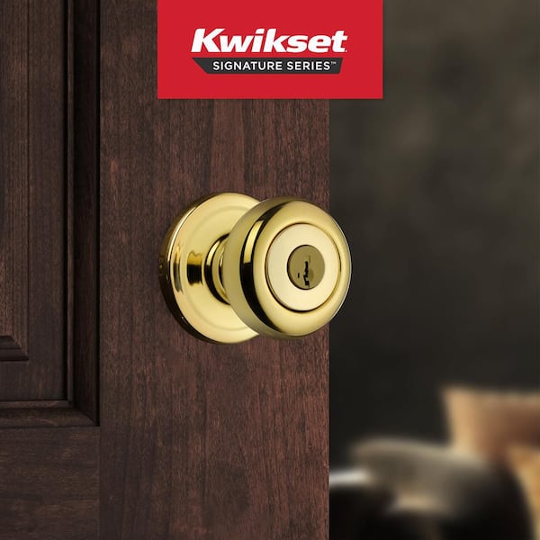 Kwikset Juno Polished Brass Entry Door Knob Featuring SmartKey