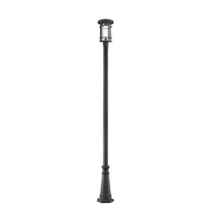 Jordan 1-Light Rubbed Bronze 111.5 in. Aluminum Hardwired Outdoor Weather Resistant Post Light Set with No Bulb Included
