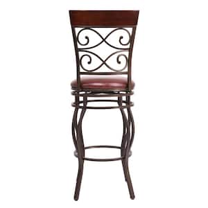 45.5 in. Bronze Low Back 29.5 in. Metal Bar Stools Dining Kitchen Pub Chair (Set of 2)