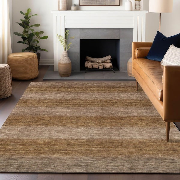 Chantille Machine Washable Indoor/Outdoor Abstract ACN1733 Brown 3 ft. x 4 ft. Area Rug