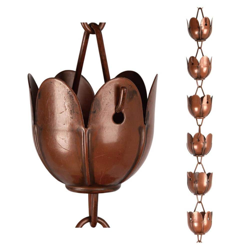 6ft Antique Copper Metal Rain Chain Lotus Cup Durable Outdoor Decorative Downspout Replacement for Gutters 1 Piece price history on PriceWatchPro