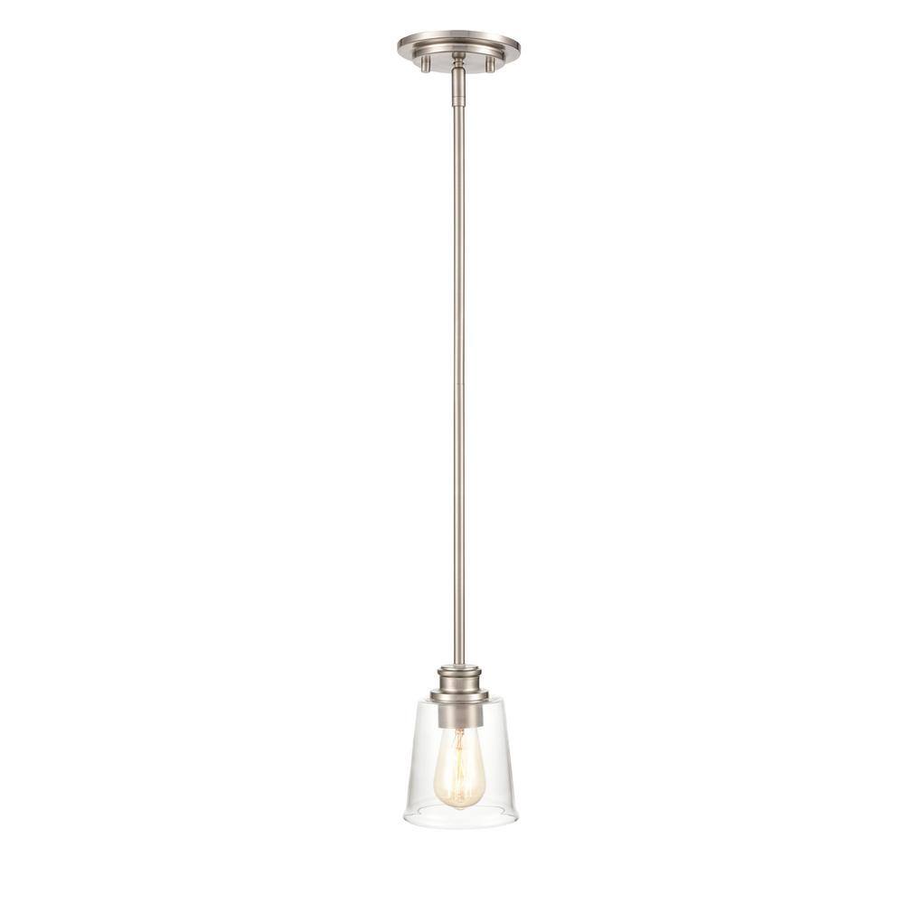 Forsyth 5" Brushed Nickel Glass Mini Pendant Light